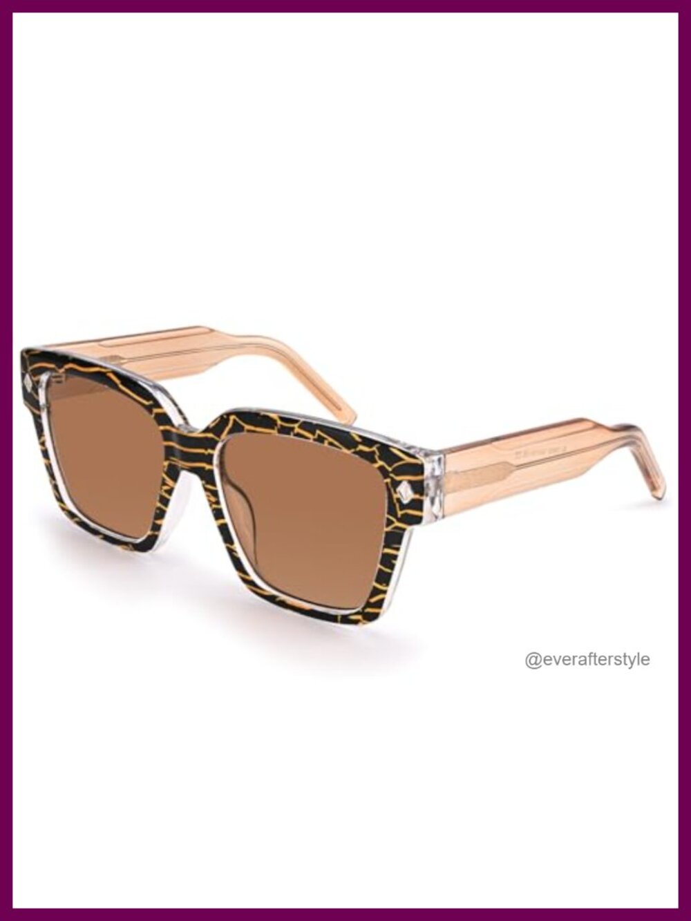 Retro Oversized Square Sunglasses UV400 Thick Big Frame Eyewear
